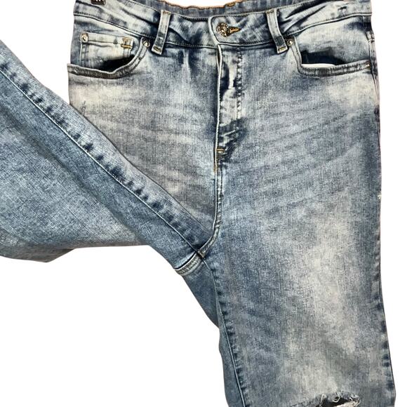 INC Denim International Blue Distressed High Rise‎ Straight Stretchy Jeans 10 - Picture 5 of 8